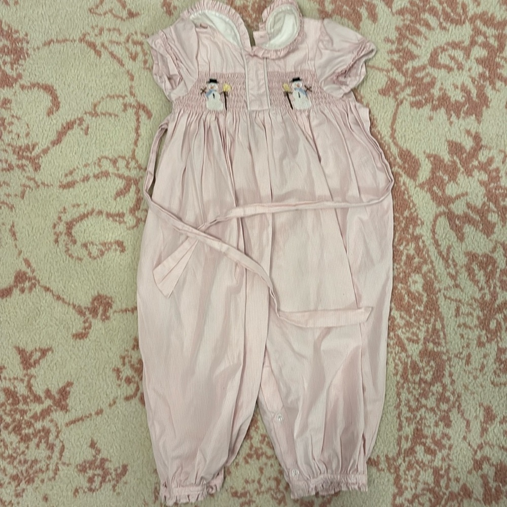 GUC 18m pink snowman pants romper